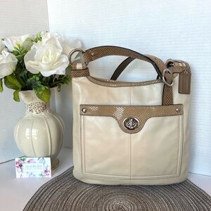 NEW COACH Bag Crossbody Messenger “Penelope” Leather w Snake Trim F1168/F16533